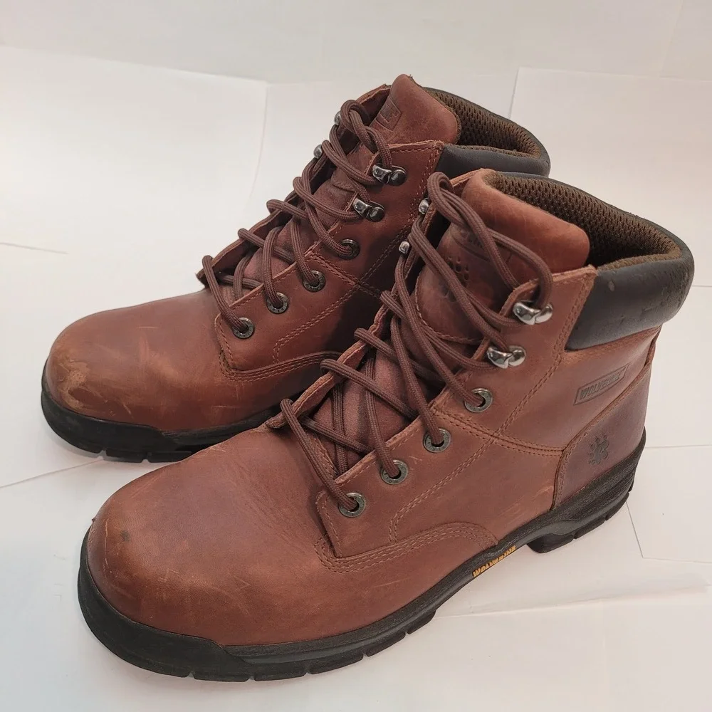 Wolverine Work Boots Mens Brown Leather Lace Up Ankle W08906‎ Size 10.5 M